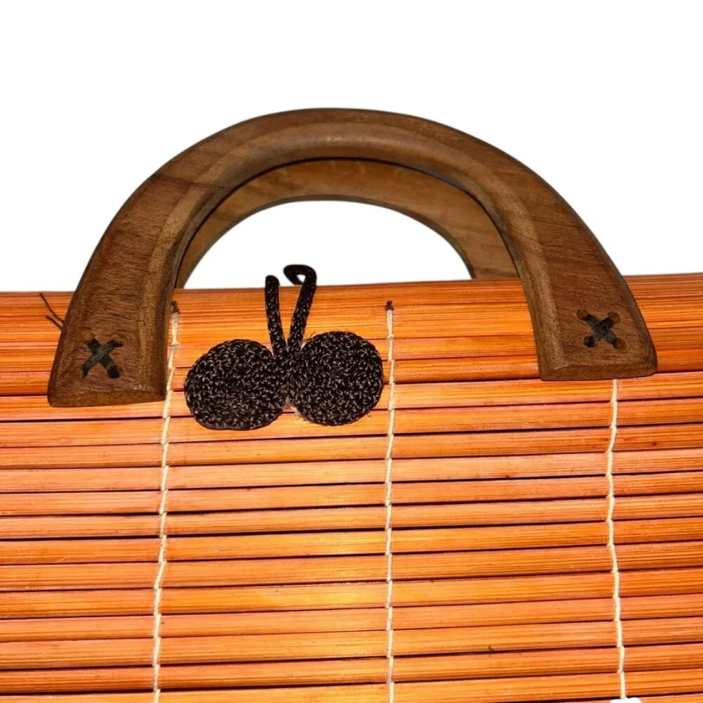 orange wood slats hand bag purse
